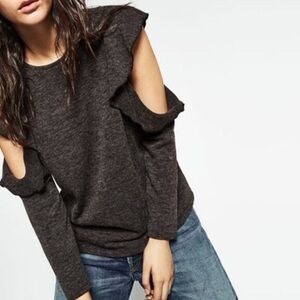 Zara Charcoal Knit Cut Out Shoulder Sweater